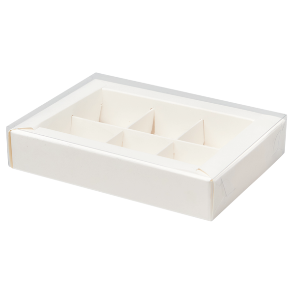 Коробка на 6 конфет с прозрачной крышкой 15*12*3 см